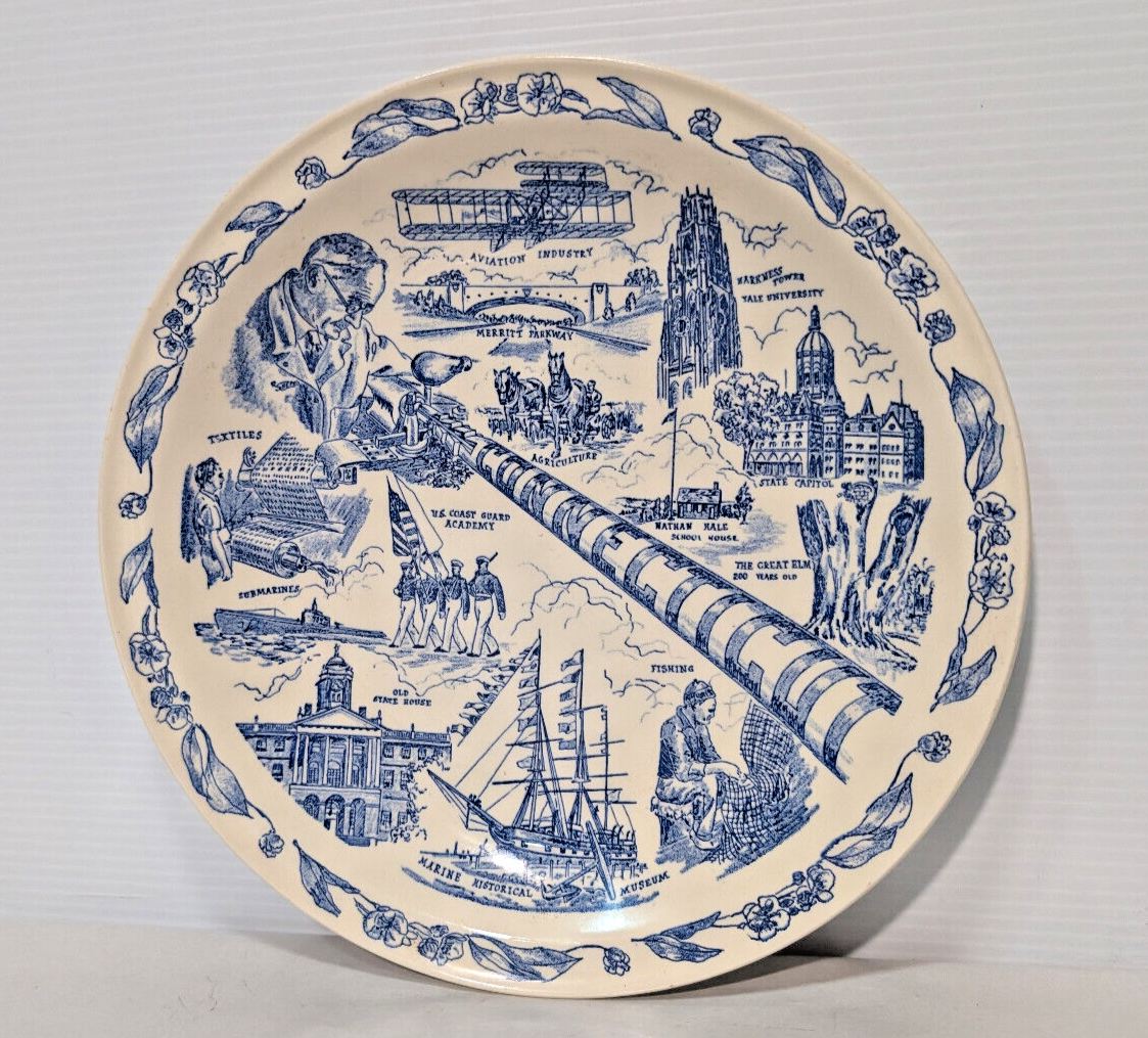 Vintage Vernon Kilns Hartford, Connecticut Souvenier Collector Plate 1930s
