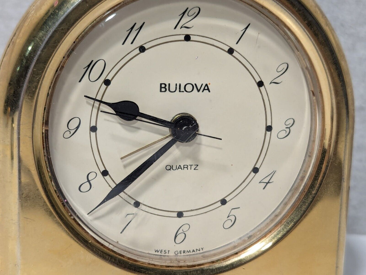Vintage Bulova Quartz Table Clock Brass Made in West Germany