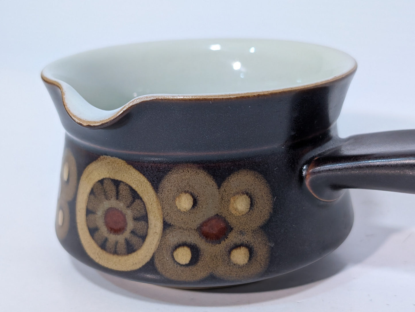 Vintage 60s Denby Arabesque Stonewear Cheese Pot Sauce Gravy Boat Tea Crock Dish