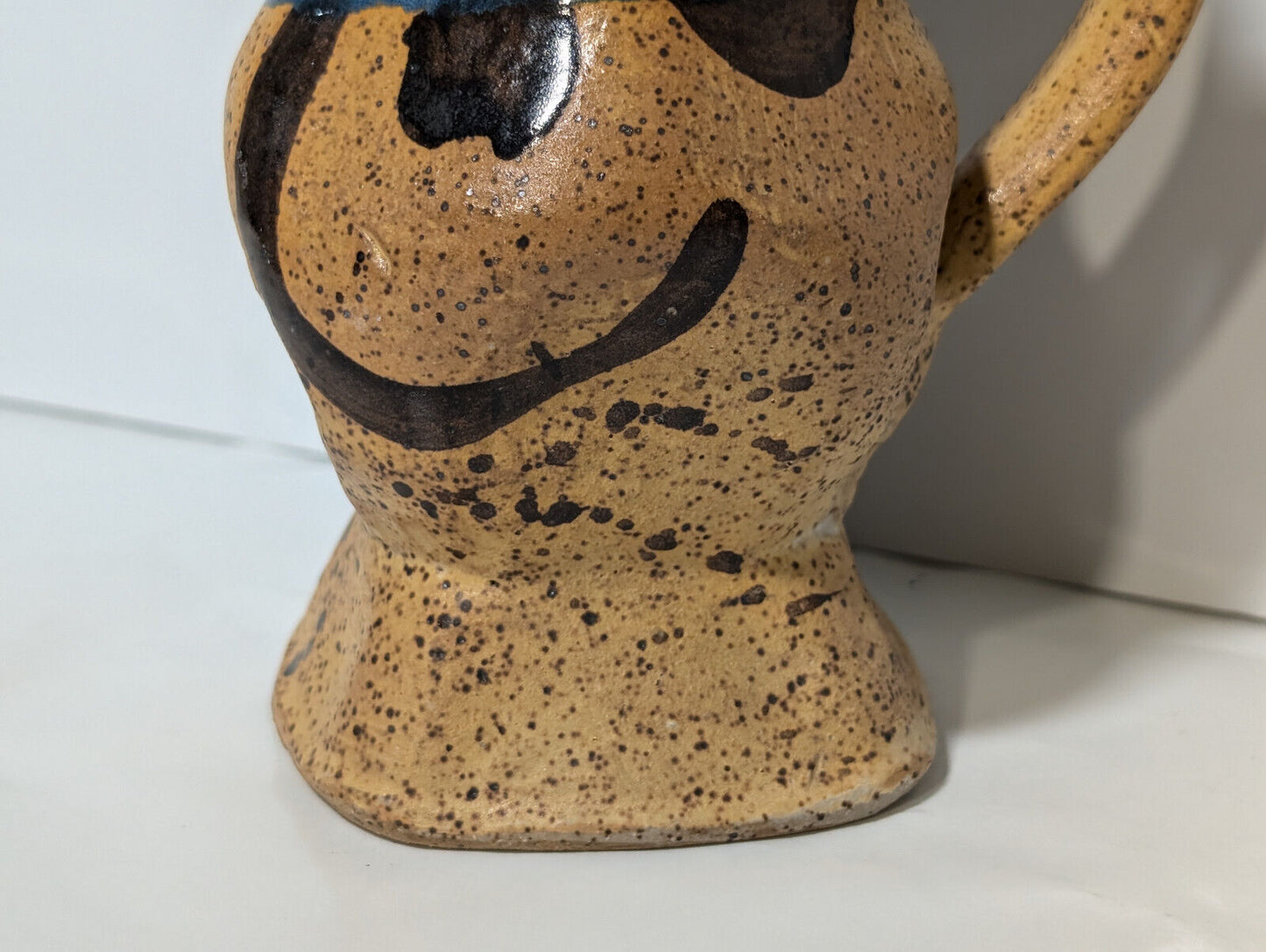 Vintage Blue Brown Glaze Artisan, Folk Art, Handmade, Pottery Mug, Vase, Planter