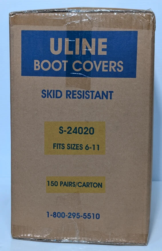 1 Box (Qty 150) Uline S-24020 Skid Resistant Boot Covers, Fit Size 6-11 Boots