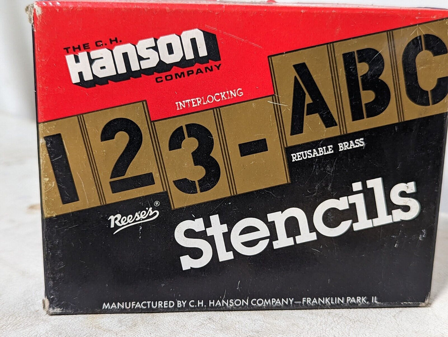 Hansen 10111 2-inch brass interlocking stencils, 77 pieces, 0-9, A-Z, punct. x2