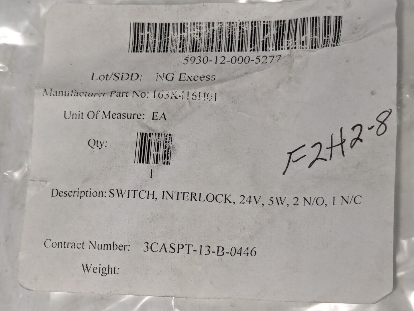 163X416H01 NG Excess Interlock Switch 24V 5W 2 N/O 1 N/C - Free Shipping
