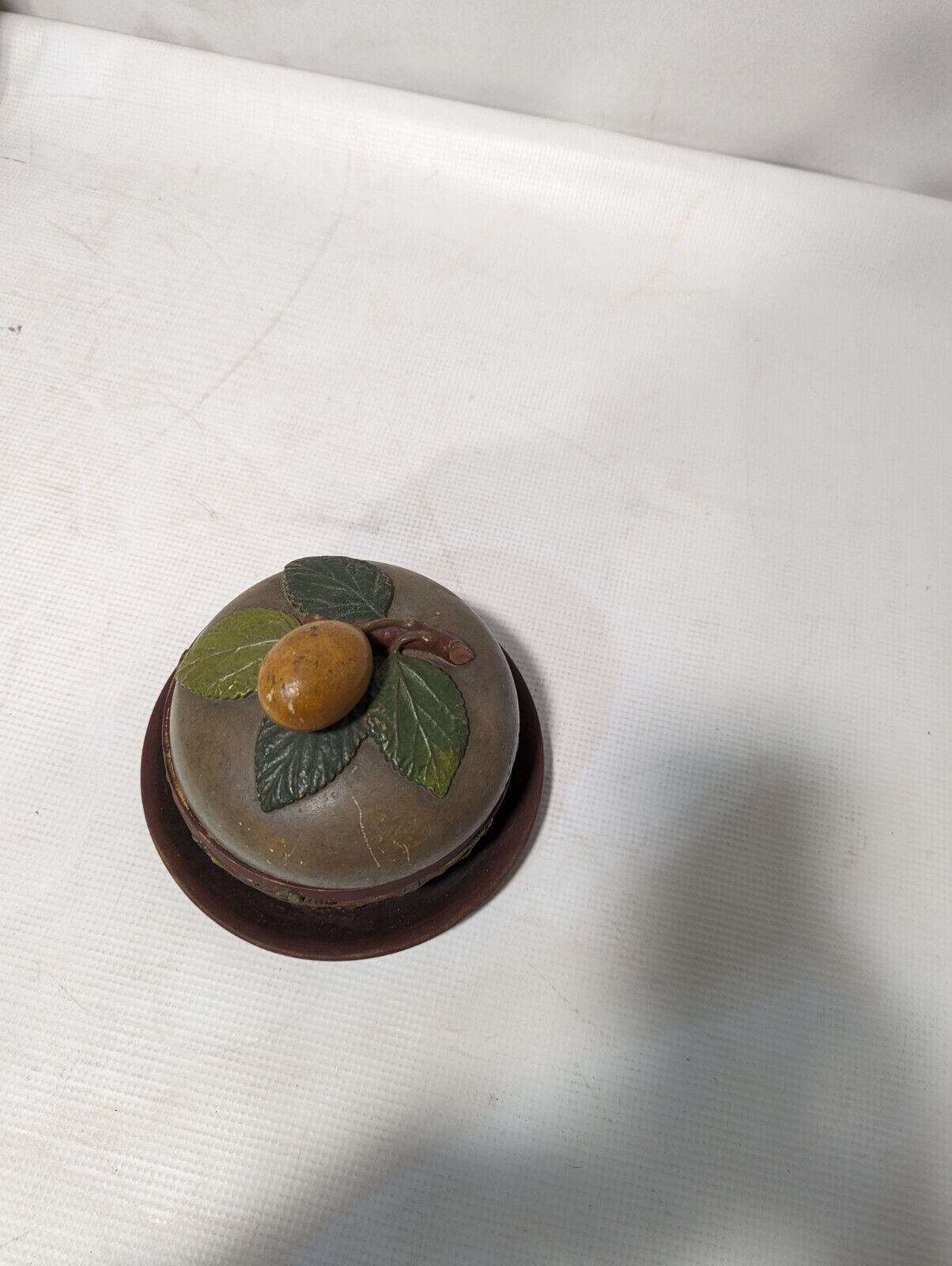 Vintage Floral Ceramic Pot and Saucer - Fruit Tree Cover and Wrapping Vine 5.5"