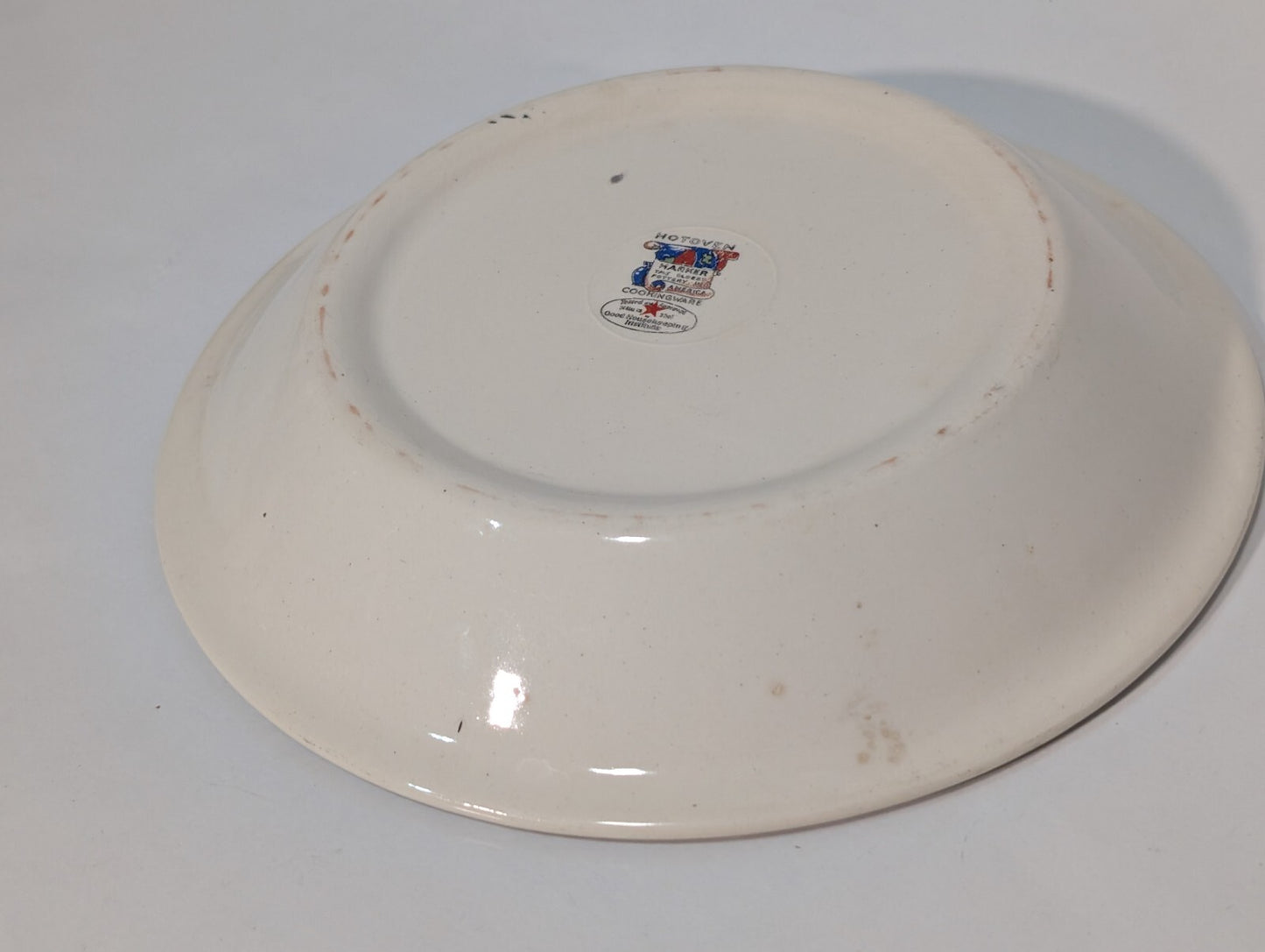Vintage Hotoven Harker Pottery Floral Petit Point Silver Trim Round Plate