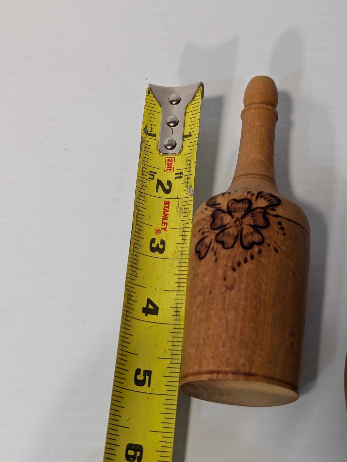 Vintage Burnt Wooden Pyrography Folk Art Decanter w\ Small Platter and 6 Goblets