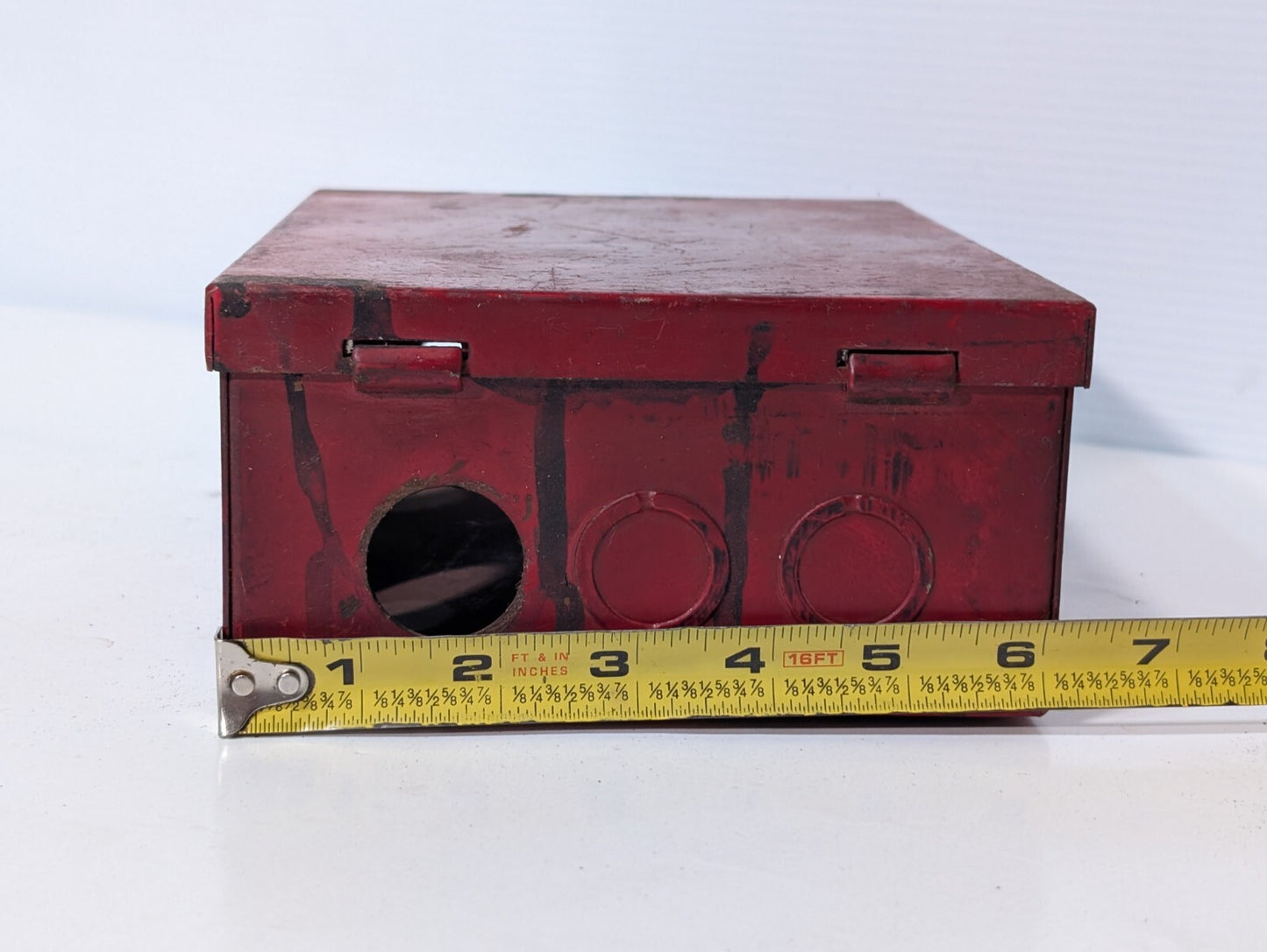 Unbranded Junction Box Enclosure 8" x 6" x 3.25", Punch Outs, Hinged Lid, Red