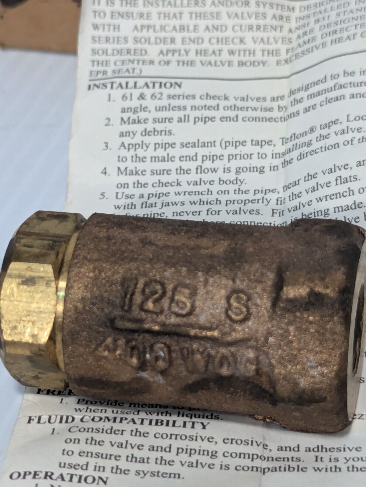 Sullair 49905 replacement check valve from Conbraco, 125S, 400 WOG-Free Shipping