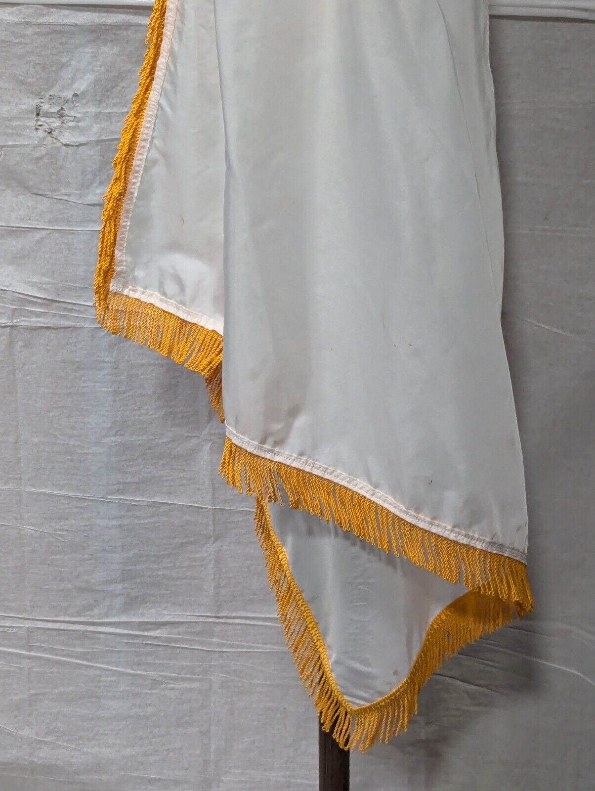 3' x 5' Indoor Christian Flag With Gold Fringe and Wooden Flag Pole 96" H