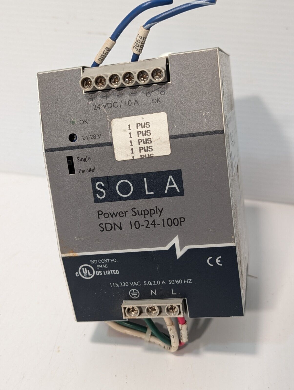 SOLA SDN10-24-100P power supply, 24VDC, 10A, SDN 10-24-100P - Free Shipping