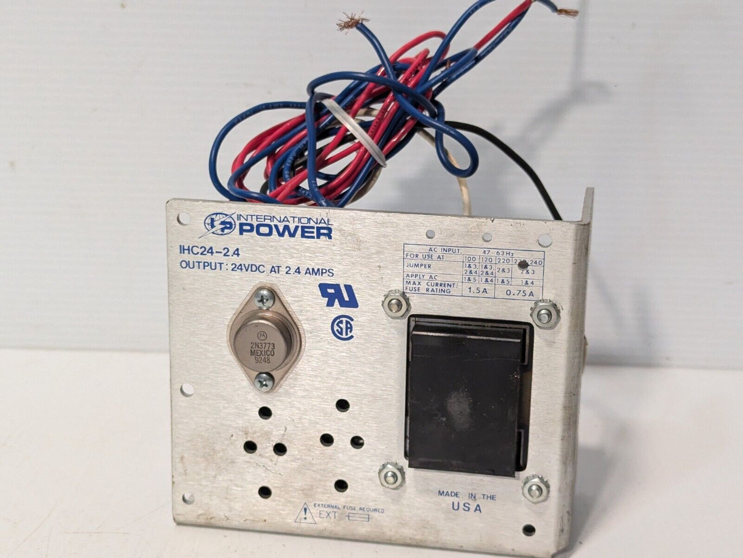 International Power IHC24-2.4 Power Supply 240VAC .75A In 24VDC 2.4A Out