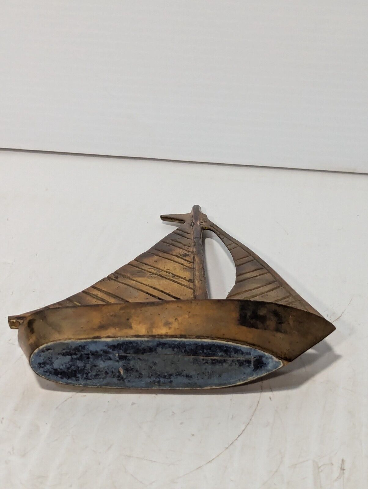 Vintage Beautifully Etched Brass Sailboat as pictured - Free Ship
