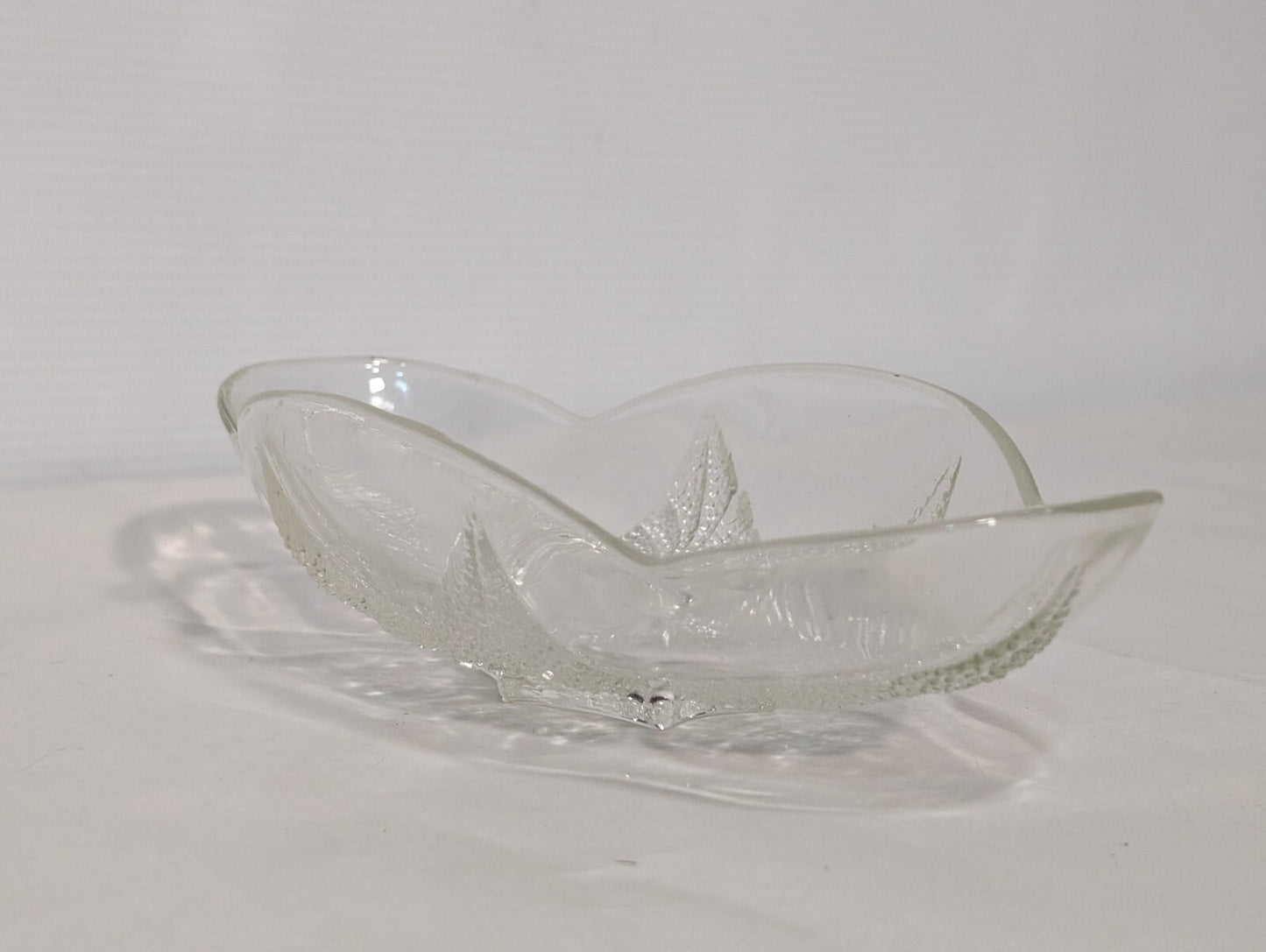 Vintage Oval Renaissance Hocking Clear Glass Dish with Beaded Leaf Motif