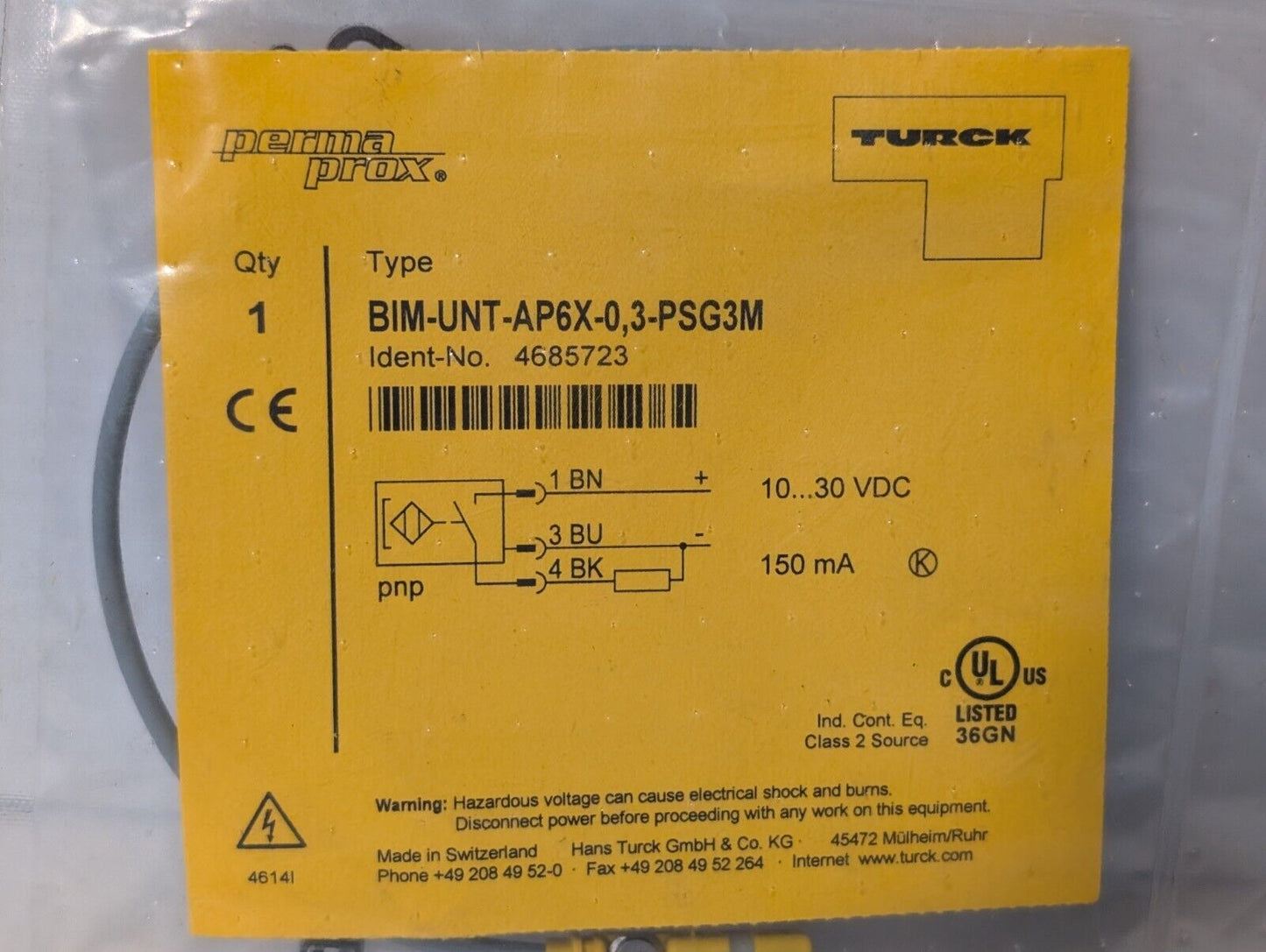 Turck BIM-UNT-AP6X-0,3-PSG3M Magnetic Field Sensor - Free Shipping