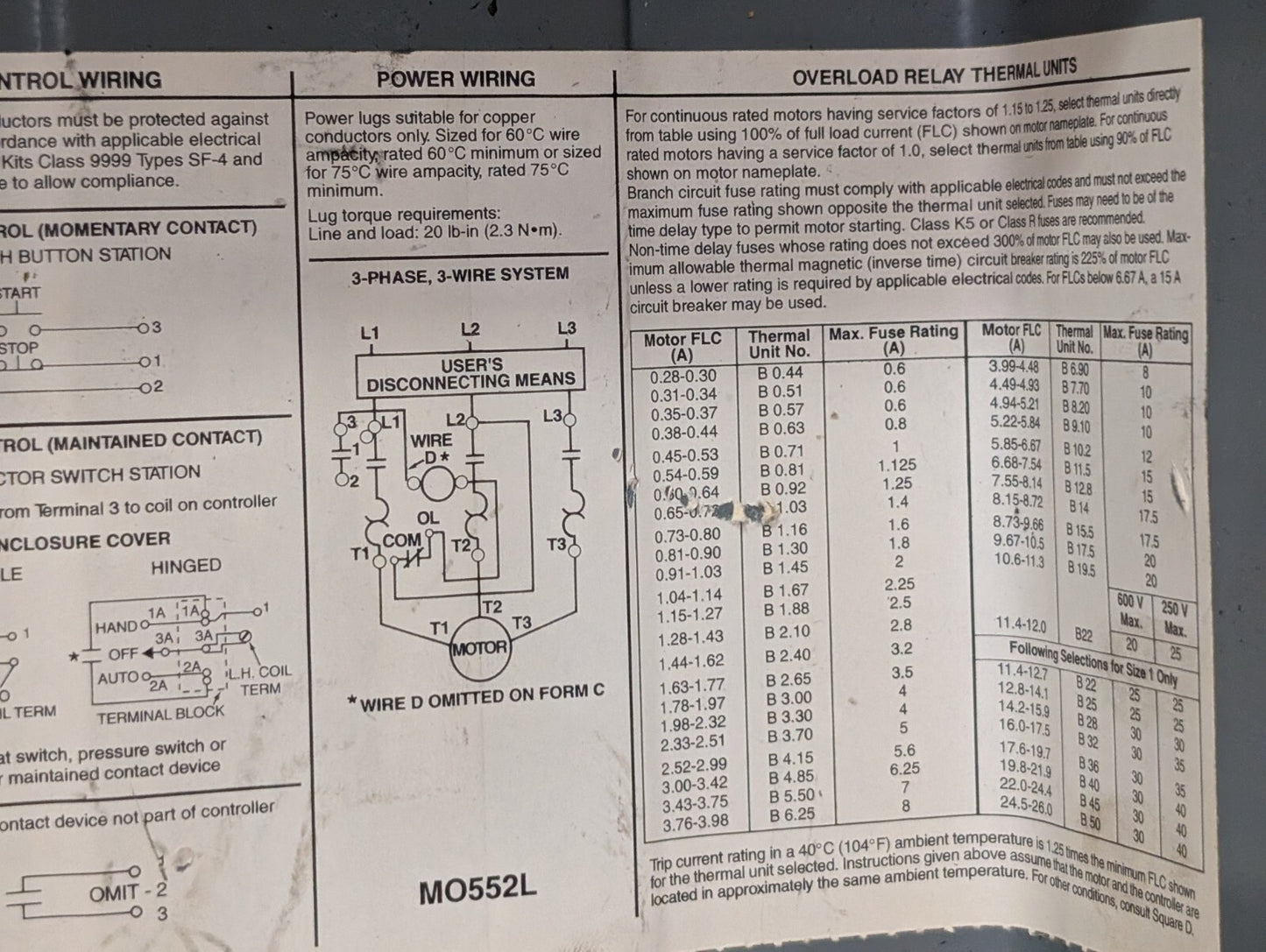 Square D 8536SBG2 Magnetic Motor Starter, Series A, NEMA 0, 480vac Coil, 18A