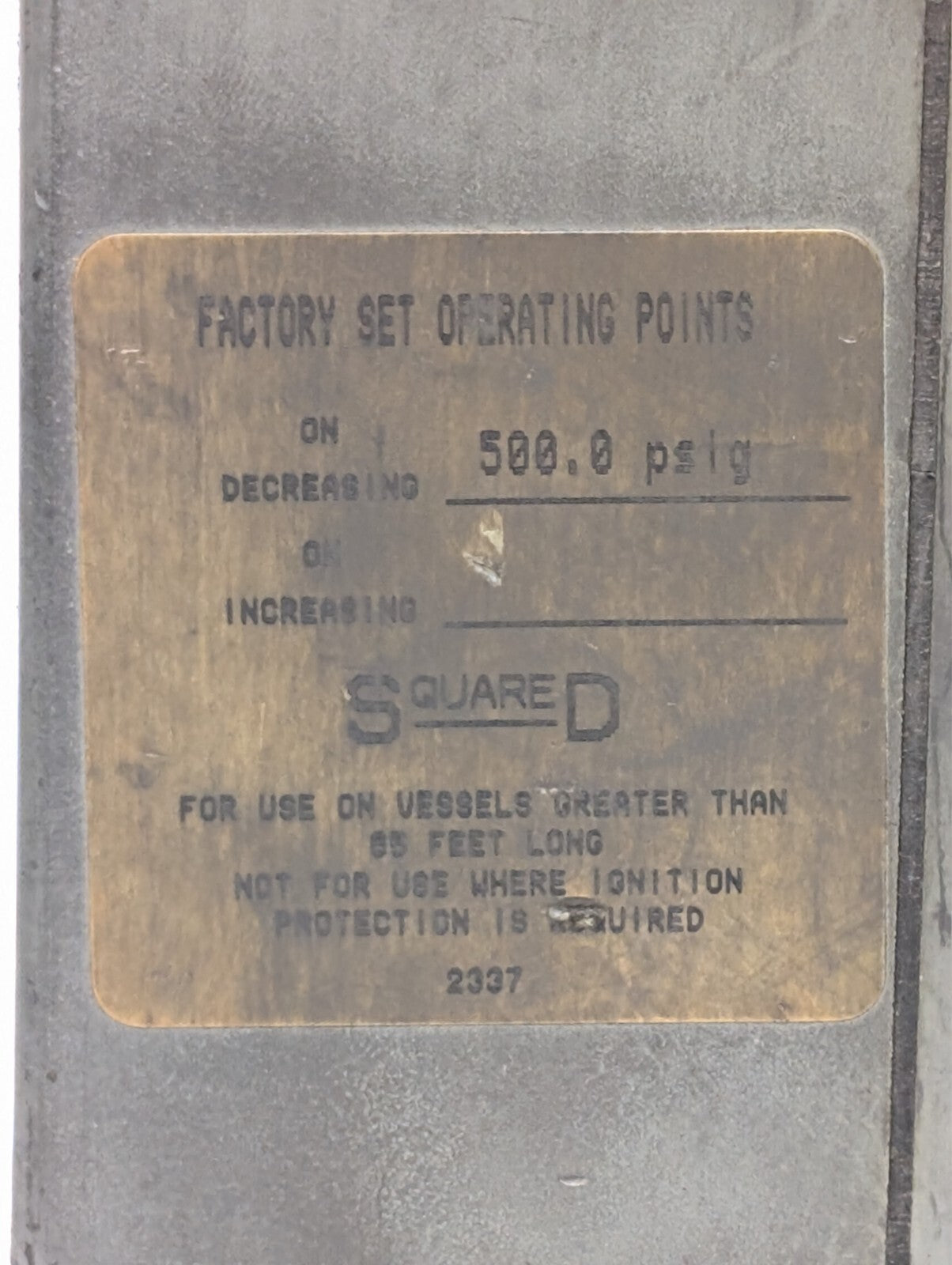 Square D 9012 GCW-21 Pressure Switch / Interrupter Series C 20-1000 psig