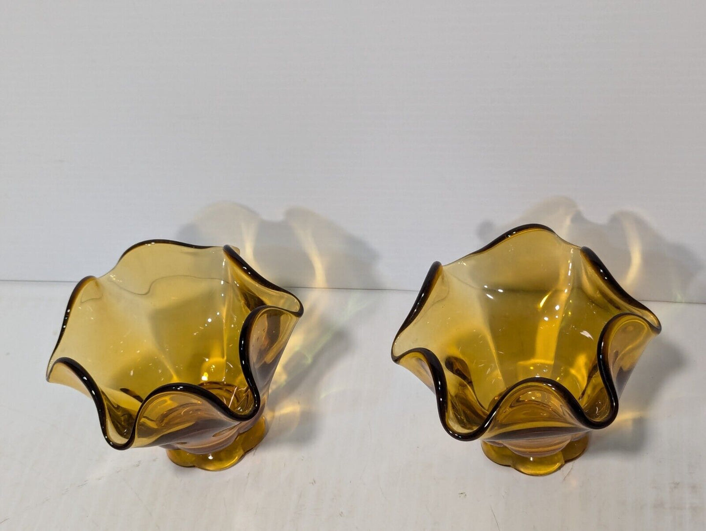Set of 2 Vintage Golden Amber Glass Bowls/Candy Bowls, 5X5 inches -Free Shipping