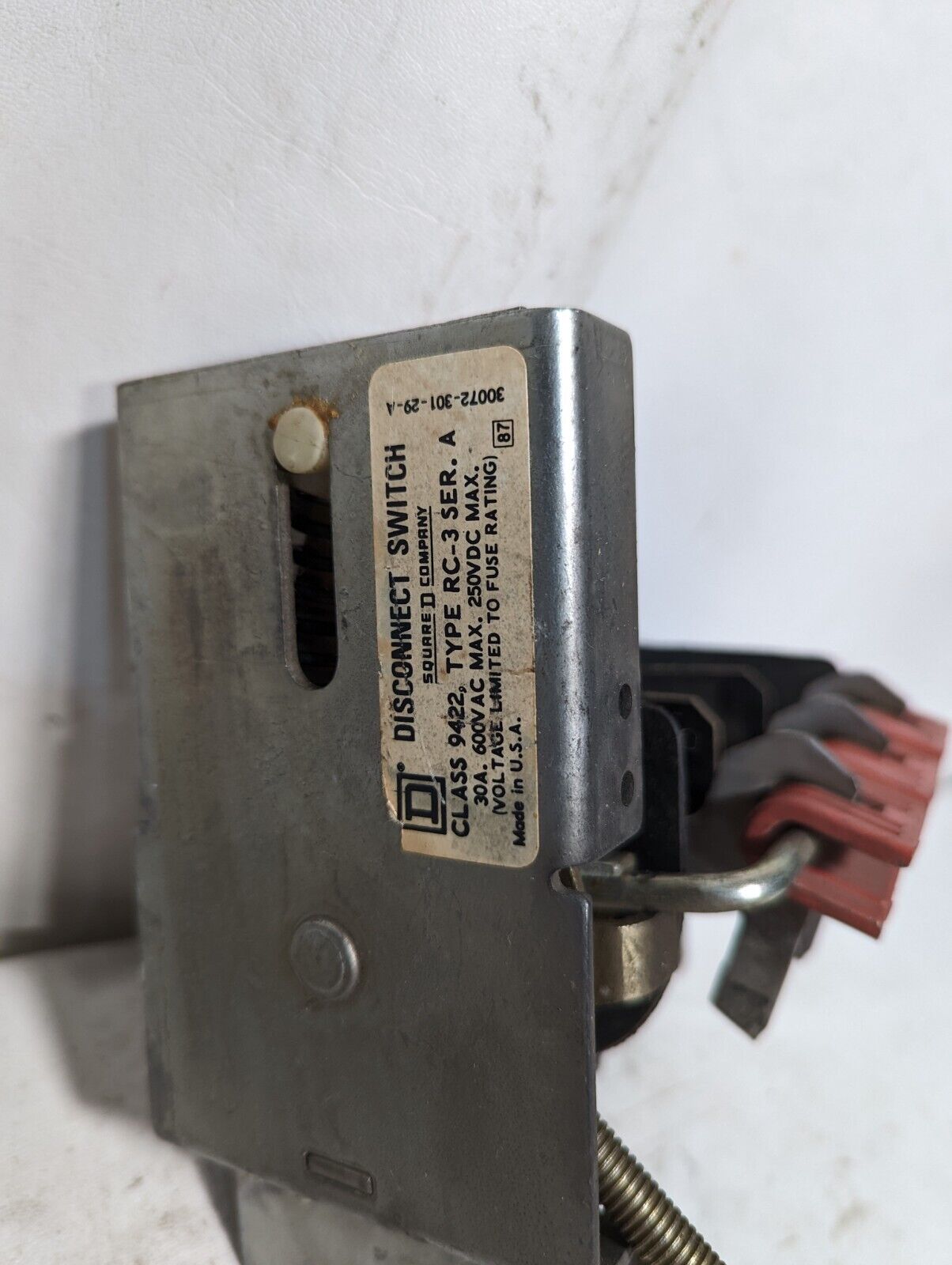 Square D 9422-RC3 disconnect switch, 30A, 600VAC max, 250VDC max