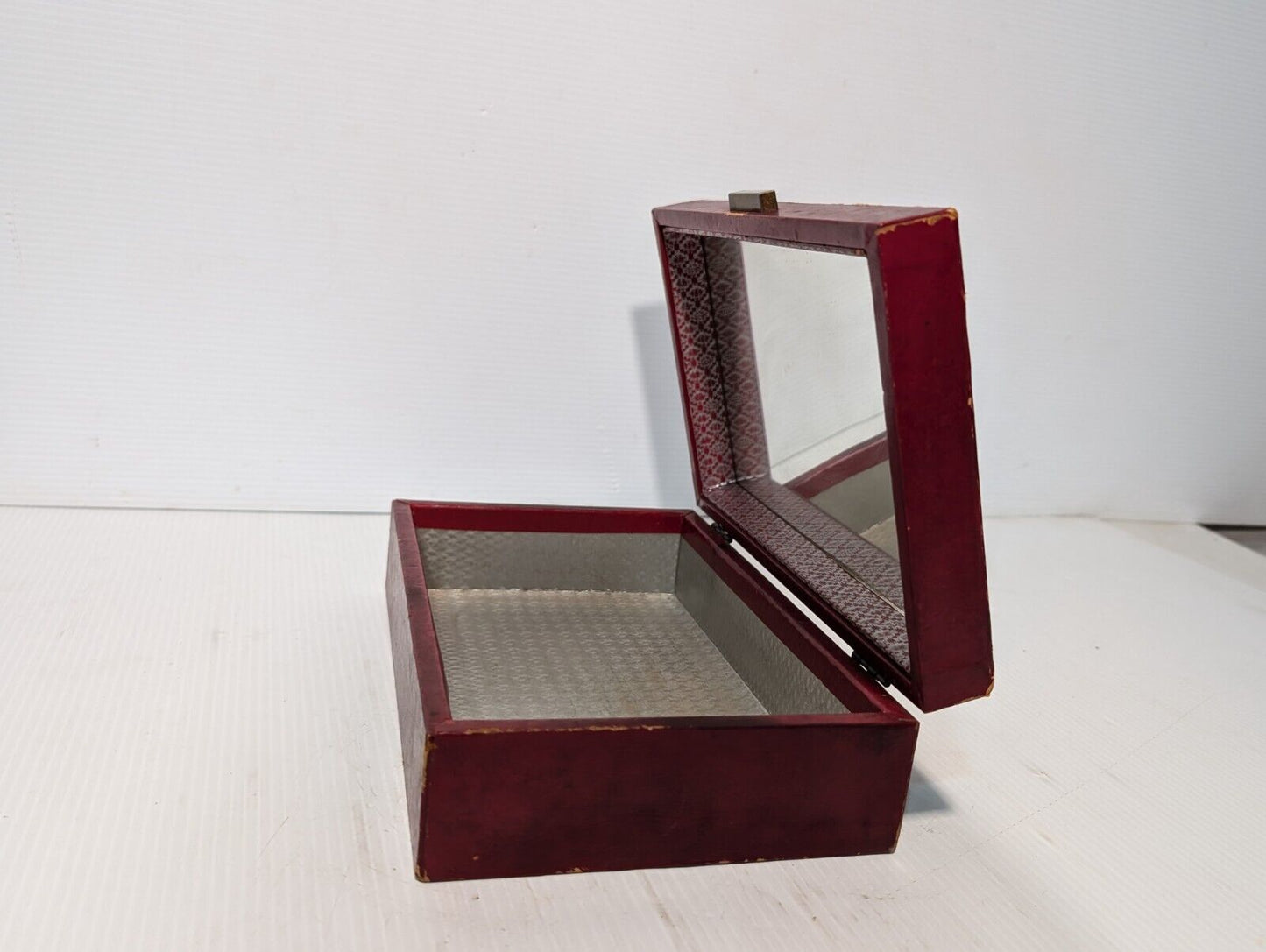Vintage Jewelry Storage Deep Red, Jewelry Box w/ Vanity Mirror - Free Shipping
