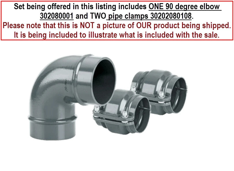 Airpipe 30203080001 Equal 90 Elbow - With Two Union Connectors 30202080108, 4"