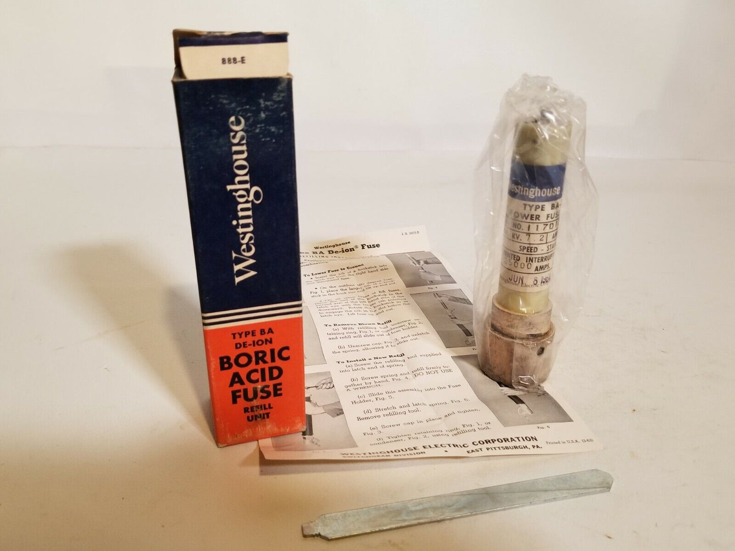 Westinghouse BA-200 117D123A10 50E Boric Acid Power Fuse Refill, New OldStock