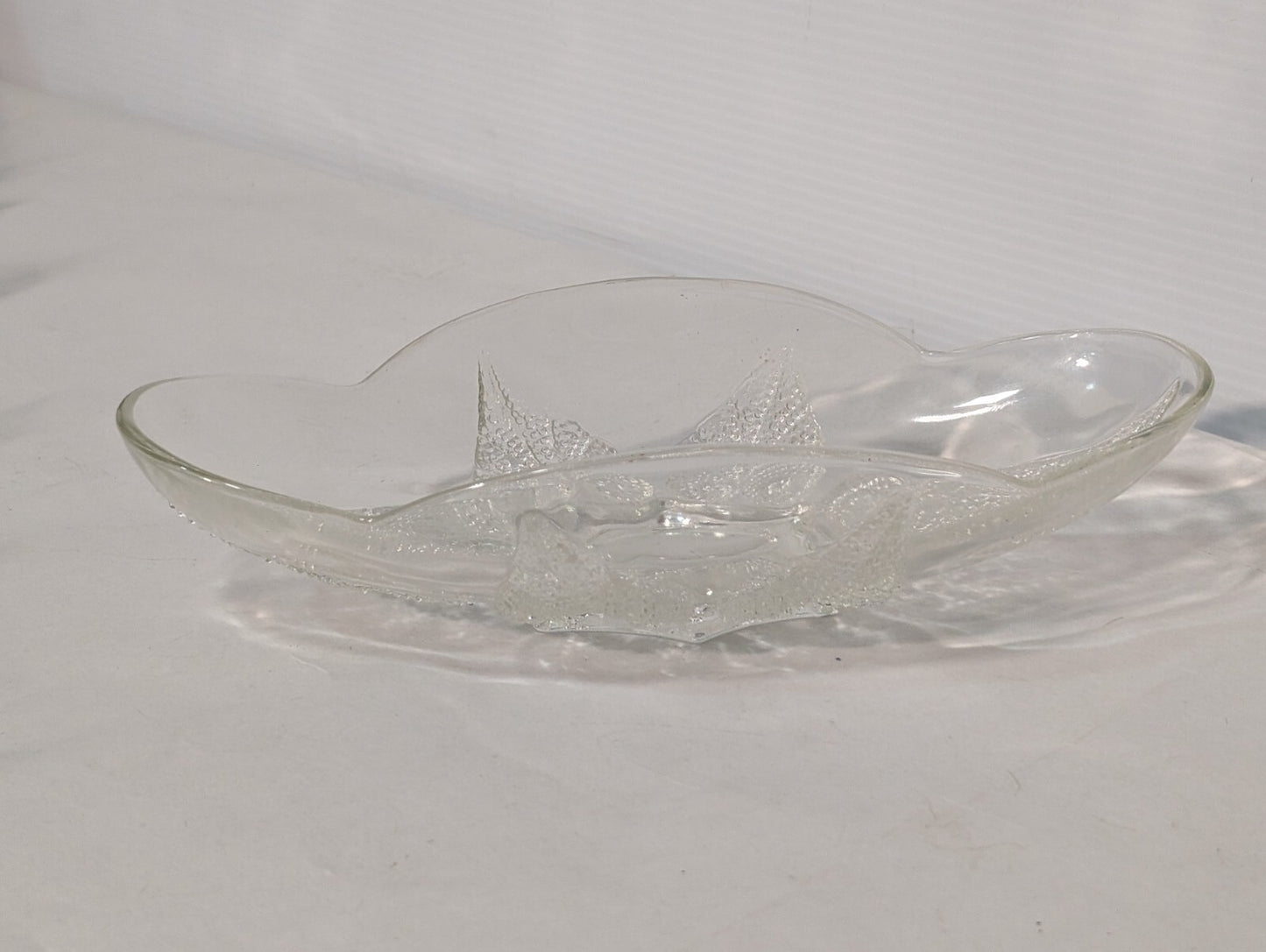 Vintage Oval Renaissance Hocking Clear Glass Dish with Beaded Leaf Motif