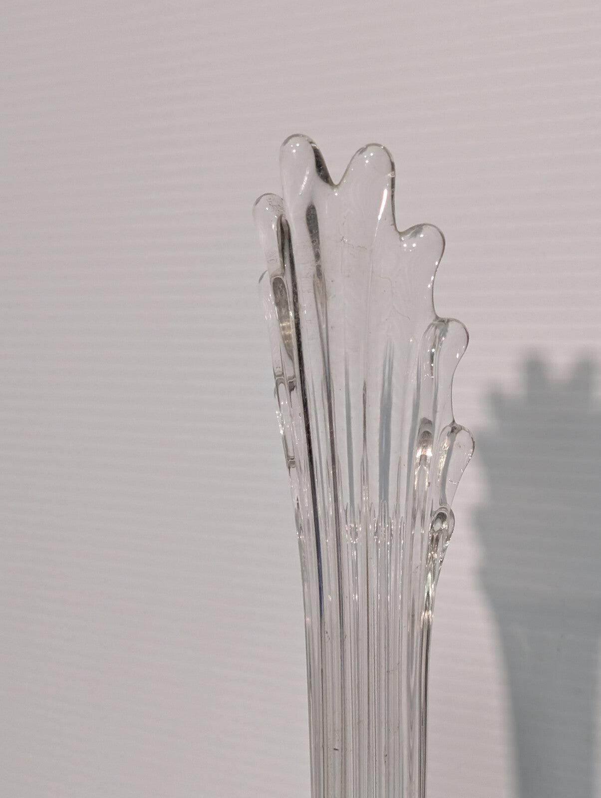 Vintage Clear Crystal Vase Stretch Swung Glass Splash Long Stem 17.5"