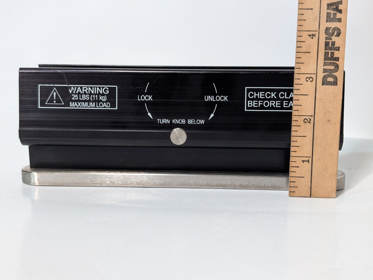Unbranded clamp, 25 pounds max load, 8 in long, 1-1/4 to 1-13/16 inches thick