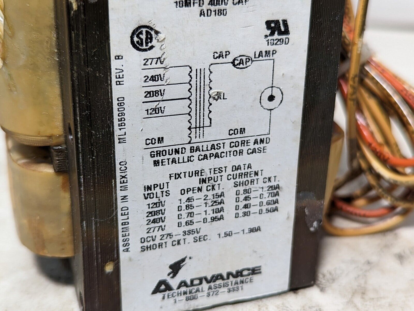 Advance 71A5570-001D core and coil ballast kit, 1-175W M57 metal halide, 120/208