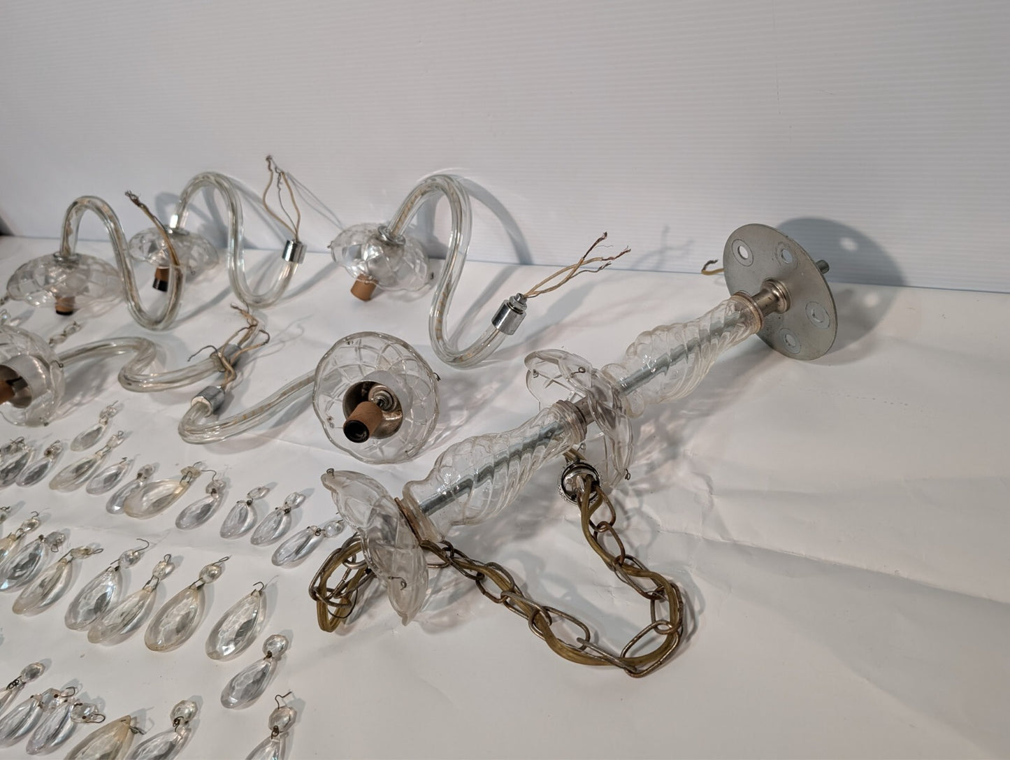 Vintage Crystal Chandelier, Disassembled