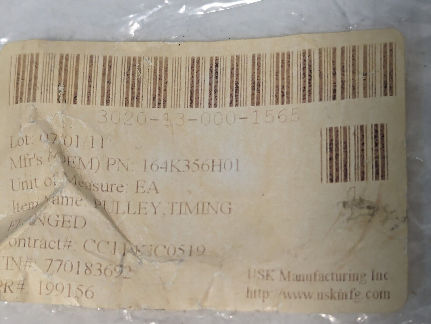 3020-13-000-1565 164K356H01 Flanged Timing Pulley - Free Shipping