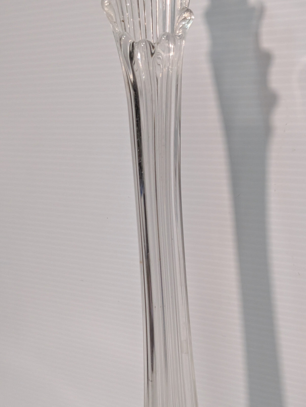 Vintage Clear Crystal Vase Stretch Swung Glass Splash Long Stem 17.5"