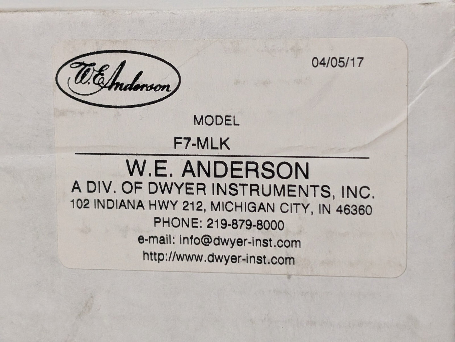 WE Anderson (Dwyer) Model F7-MLK Multi-Level Switch Kit, Vertically Mount