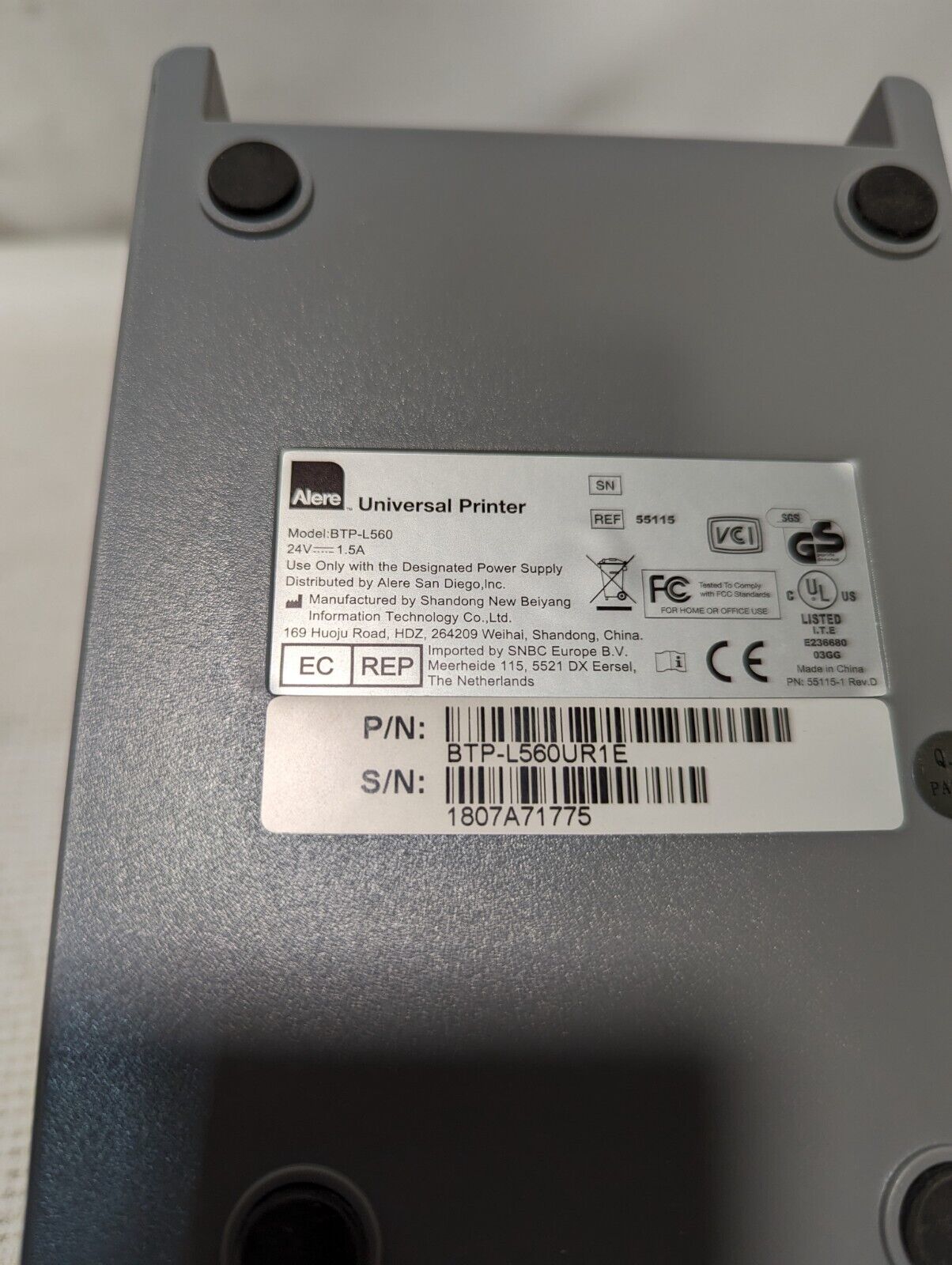 Alere BTP-L560 Universal Thermal Medical Printer, NO POWER CABLE