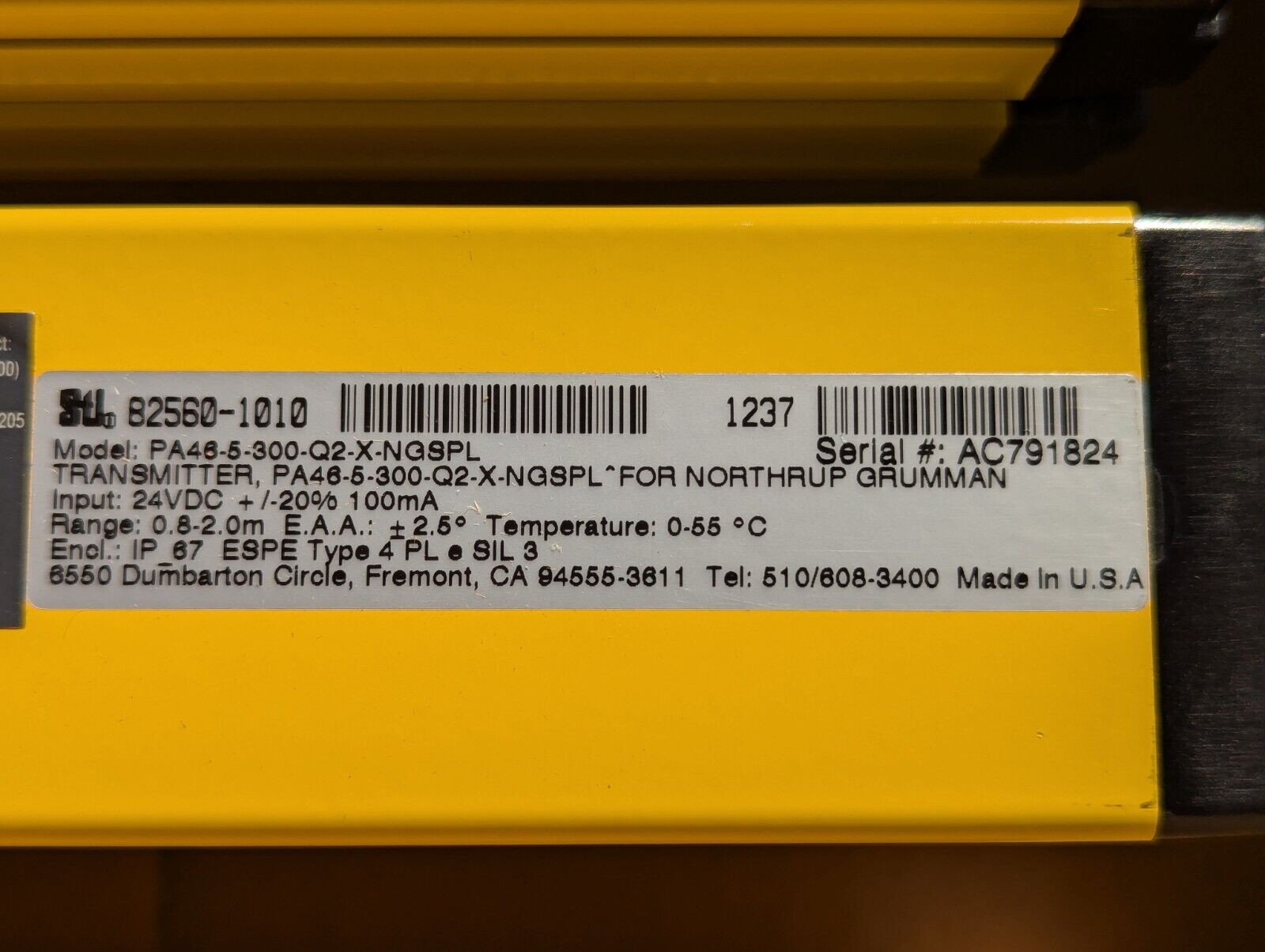 STI 82560-0010 light curtain set, transmitter/receiver pair