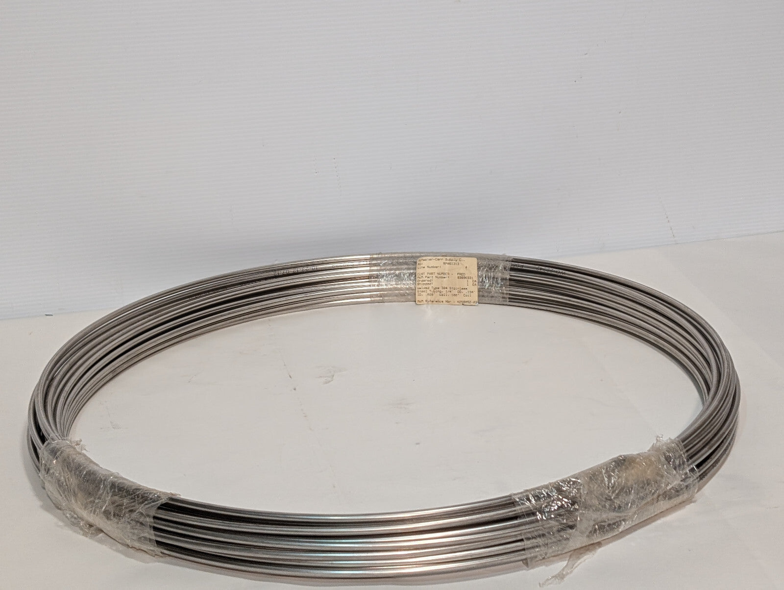 McMaster-Carr 8989K931 Welded Type 304 Stainless Steel Tubing 1/4"OD, 100ft Coil