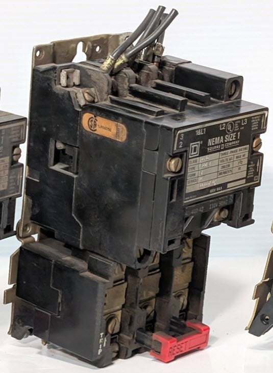 Square D 8536 SCT0-3 Motor Starter, NEMA Size 1, Series A, Form S, 110\120V Coil