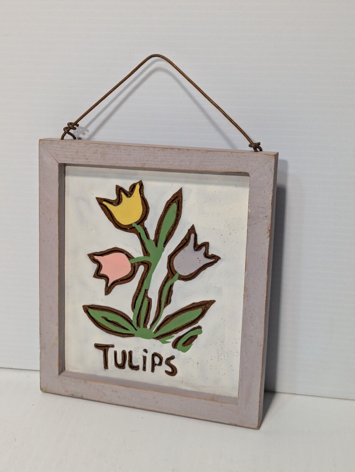 Beautiful Easter Tulips Wall Painting, Metal Backing, Outdoors Art - Free Ship