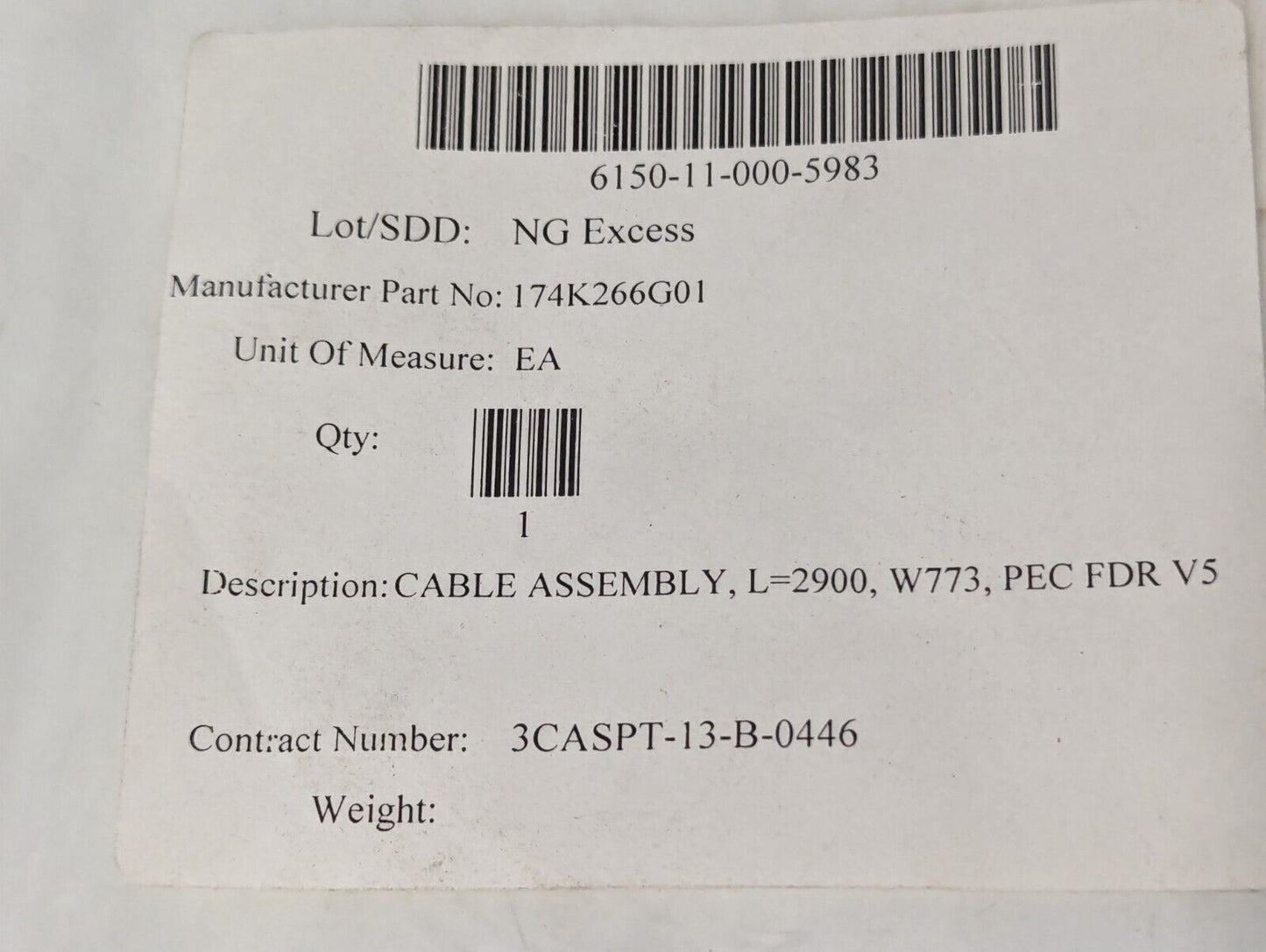 Turck U-23552 Cable Assembly, Length 9.5 ft, 174K266G01 - Free Shipping