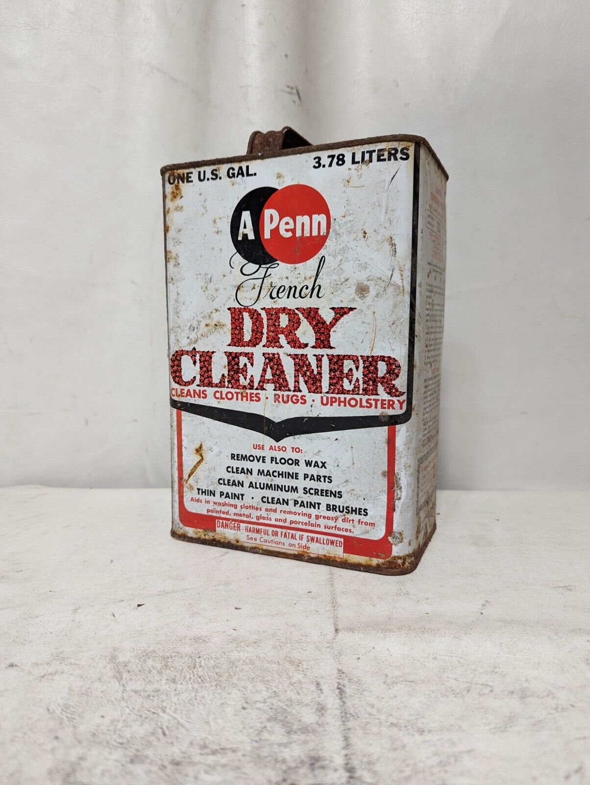 A Penn French dry cleaner vintage one gallon can
