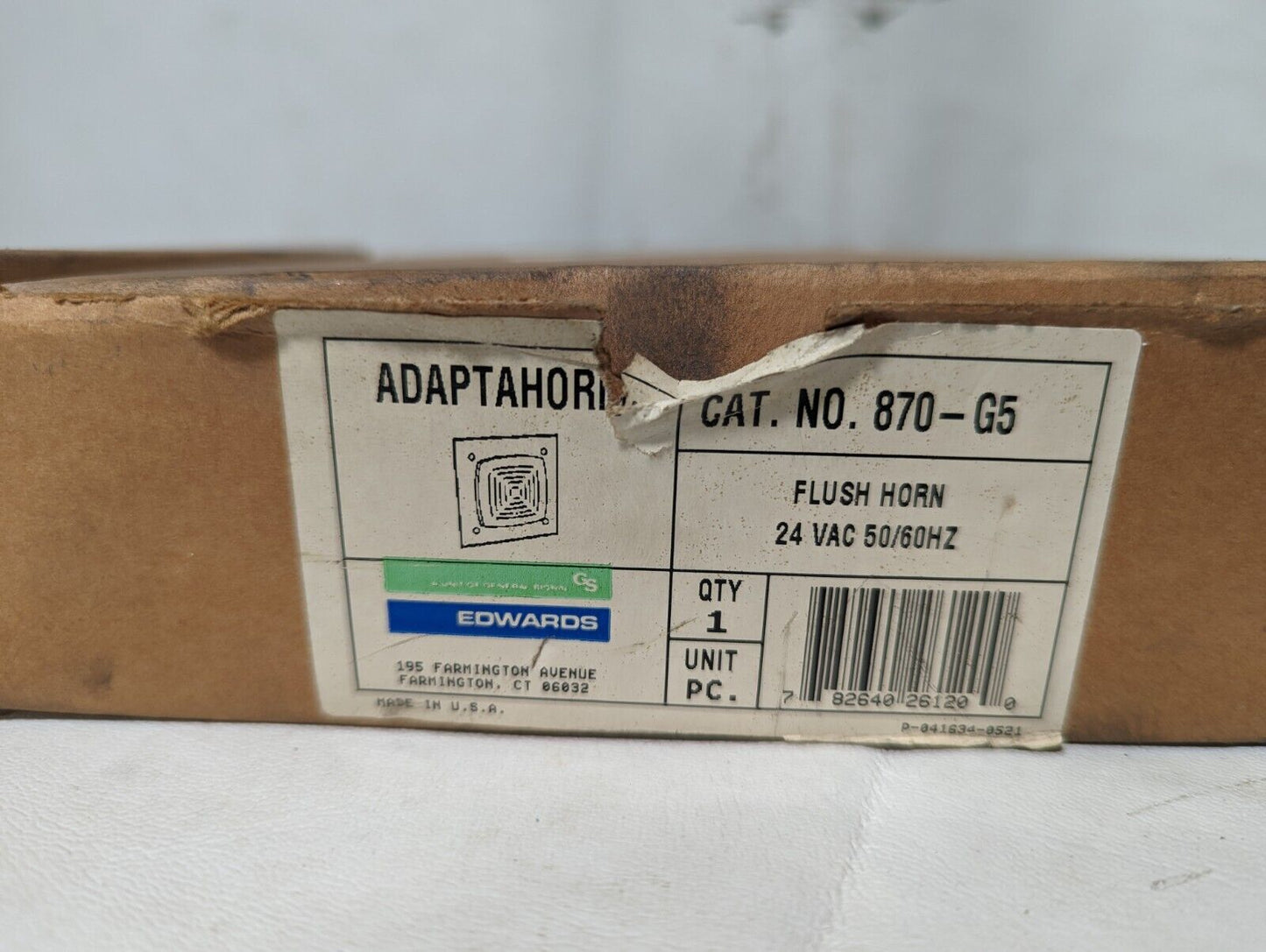 Edwards 870-G5 flush horn, 24VAC, 50/60Hz, general signaling (nonfire alarm) use