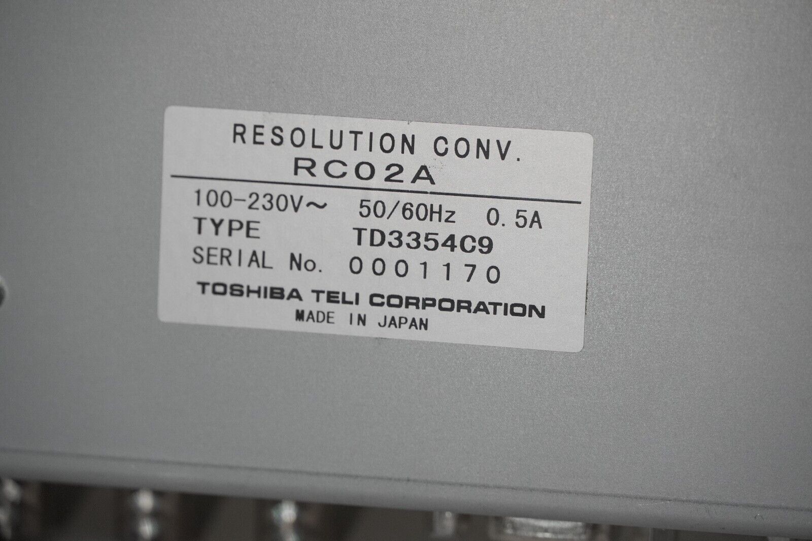 Toshiba Teli RC02A resolution conv., type TD3354C9