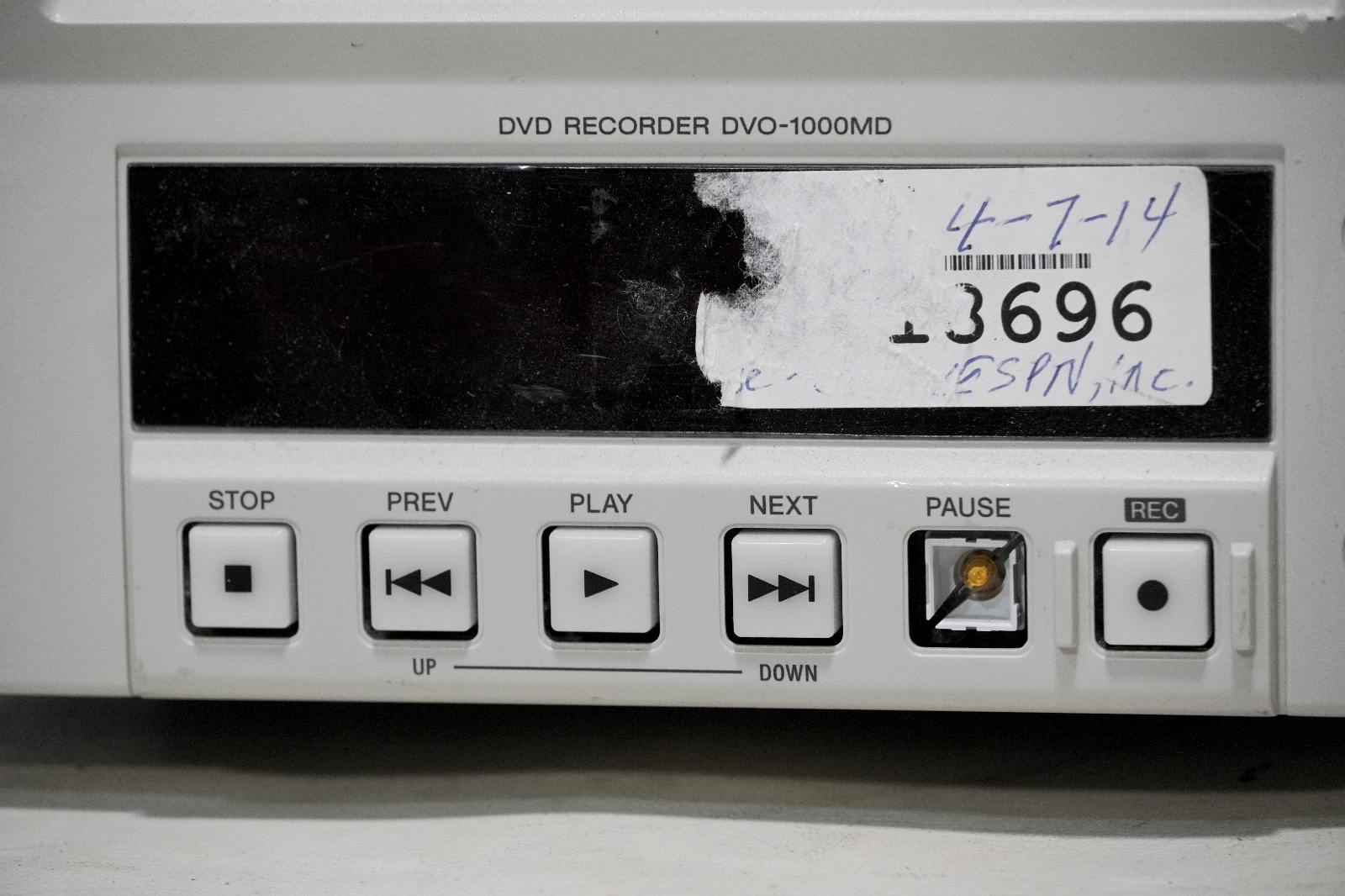 Sony DVO-1000MD DVD recorder Model No 15, 100-240VAC, 50/60Hz, 0.4-0.2A