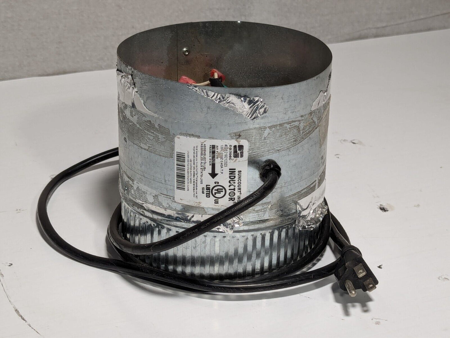 Suncourt DB206C in-line duct air booster fan, 120VAC, 60Hz, 0.4A as pictured