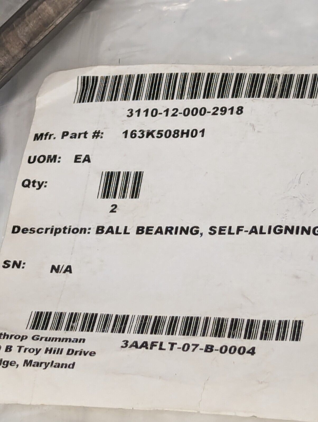 163K508H01 Self-Aligning Ball Bearing as pictured - Free Shipping