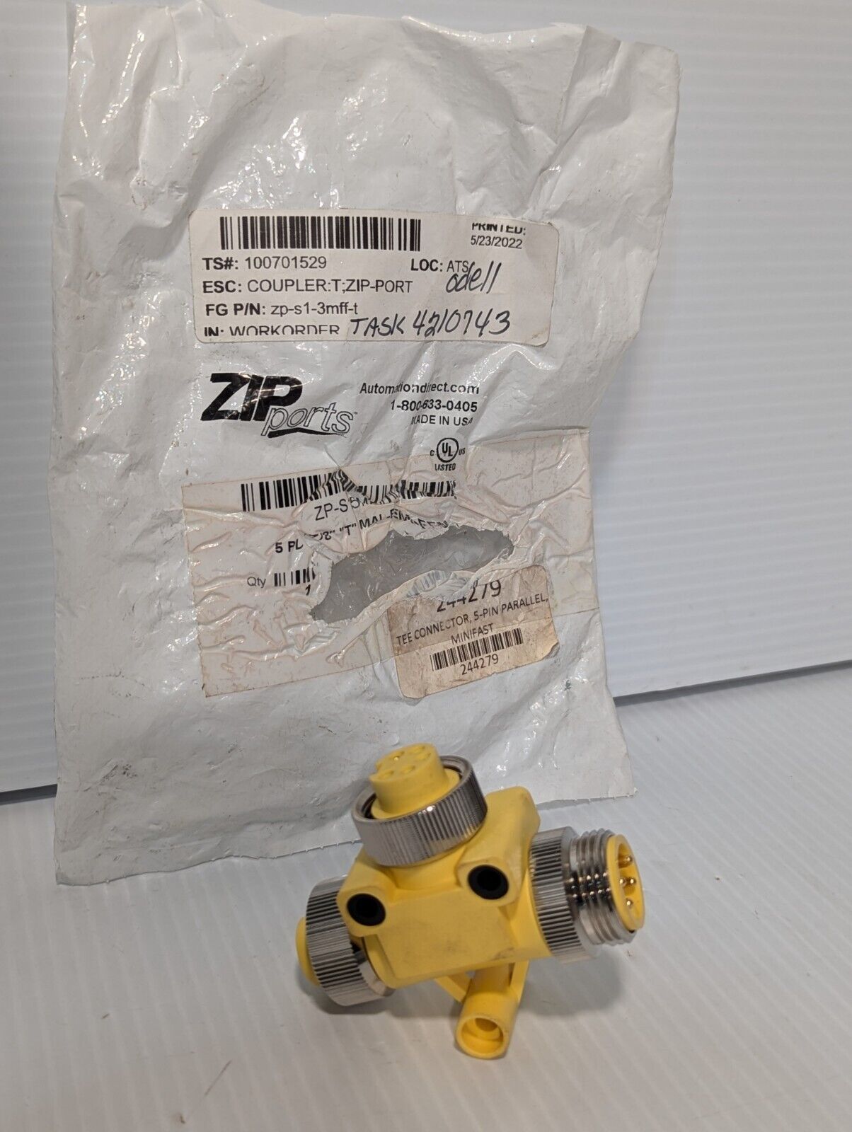 Zipport ZP-S1-3MFF-T T-Coupler, 3-Pole Female 7/8IN - Free Shipping+Returns