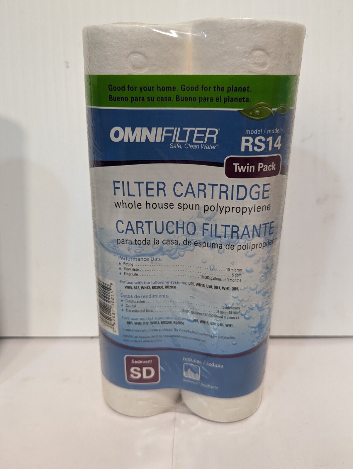 Lot of 5 Omnifilter water filters: 2x RS1, 2x RS14, 1x RS19, 1x OB1 filter housi