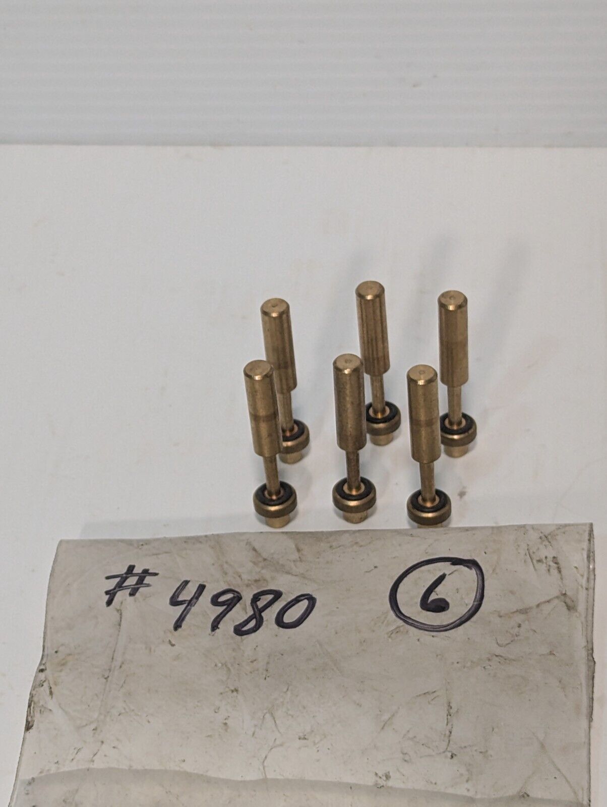 Lot of 6 small brass plungers, marked #4980, as shown - Free Shipping