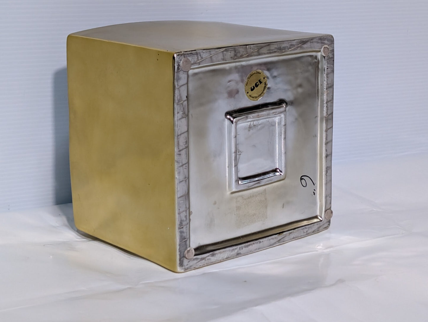 UCI Handcrafted Square Planter, Gold, 7.5" Wide x 7.5" Deep x 6.5" Tall