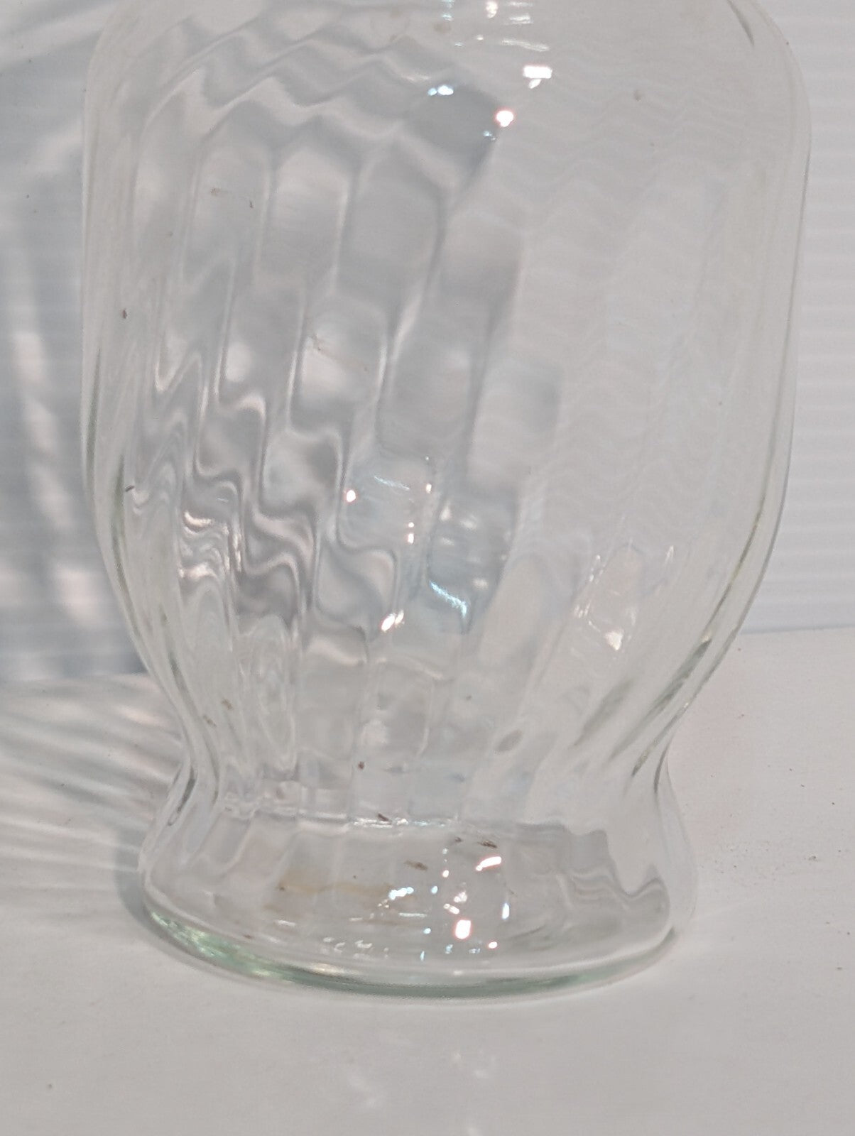 Vintage Clear Glass Jar Twisted Swirl with Lid 8 1/4" Tall